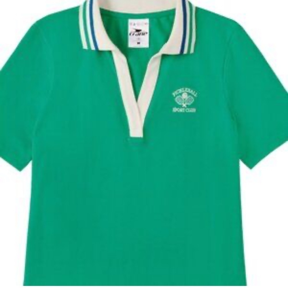 New Crane Green Pickleball Top V-neck cotton size large